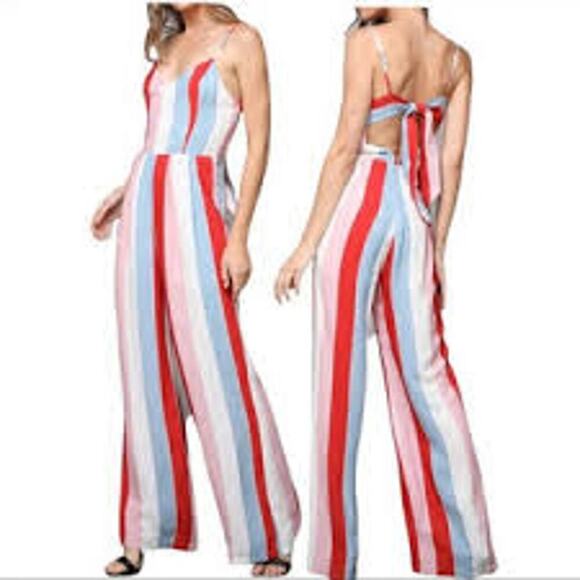 Vici DO+BE Aldrin Colorful Striped Tie Back Jumpsuit - Picture 10 of 10